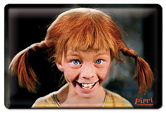 Ein weiteres Gute-Laune-Blechschild: Pippi Langstrumpf lacht fröhlich in die Weltgeschichte
