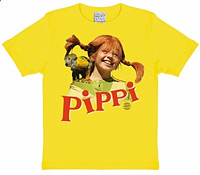 Pippi Langstrumpf Kinder-Shirt gibt es in gelb und rosa Größe 80 - 170