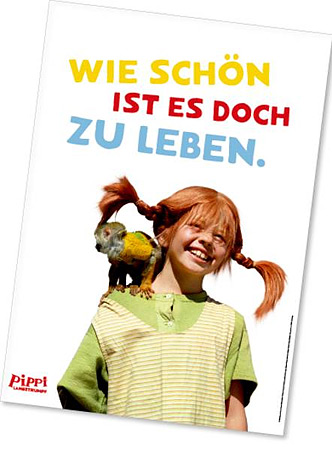 Pippi Langstrumpf Poster DIN A2 Pippi und Herr Nilsson Wie schön ist es doch zu leben