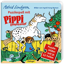 Pippi-Puzzle-Bilderbuch mit 5 Motiven je 12 Puzzleteilen