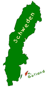 Die Insel Gotland in Schweden ist der rote kleine Fleck auf dieser Karte ...