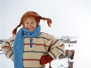 Pippi Langstrumpf im Schnee